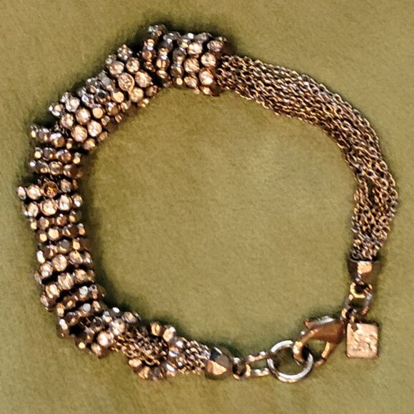 BR Silver Tone Ringed Rhinestone Bracelet with Lobster Clasp - Picture 8 of 9